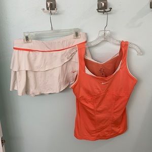 Orange and white tennis outfit